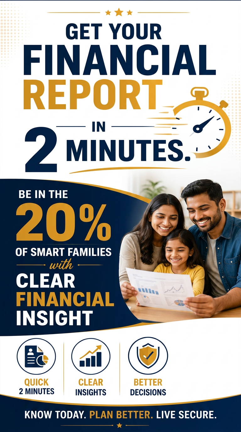Active Wealth financial report flyer: get your financial report in 2 minutes